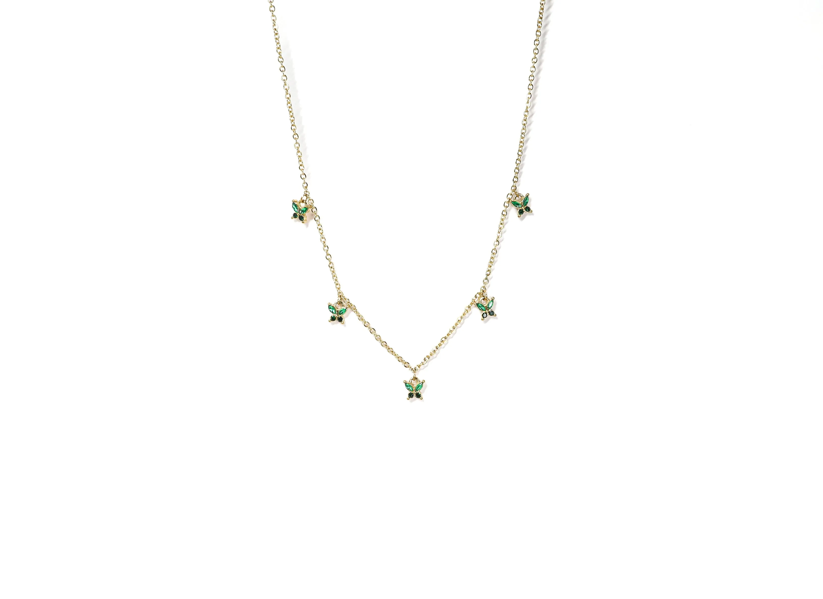 Butterfly Necklace In Emerald Green