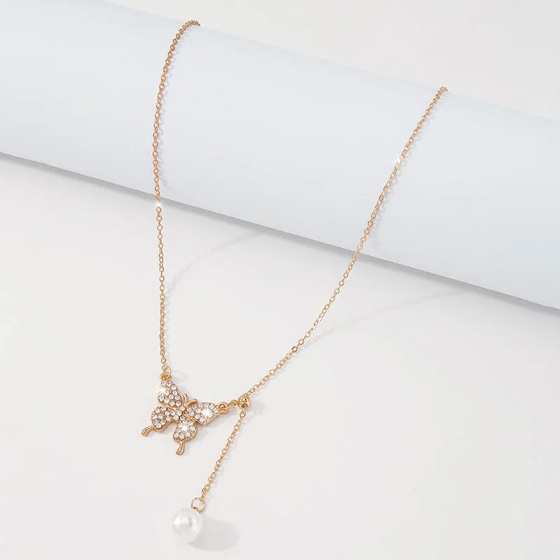 Butterfly Pendant Zircon Necklace