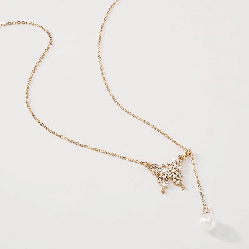 Butterfly Pendant Zircon Necklace
