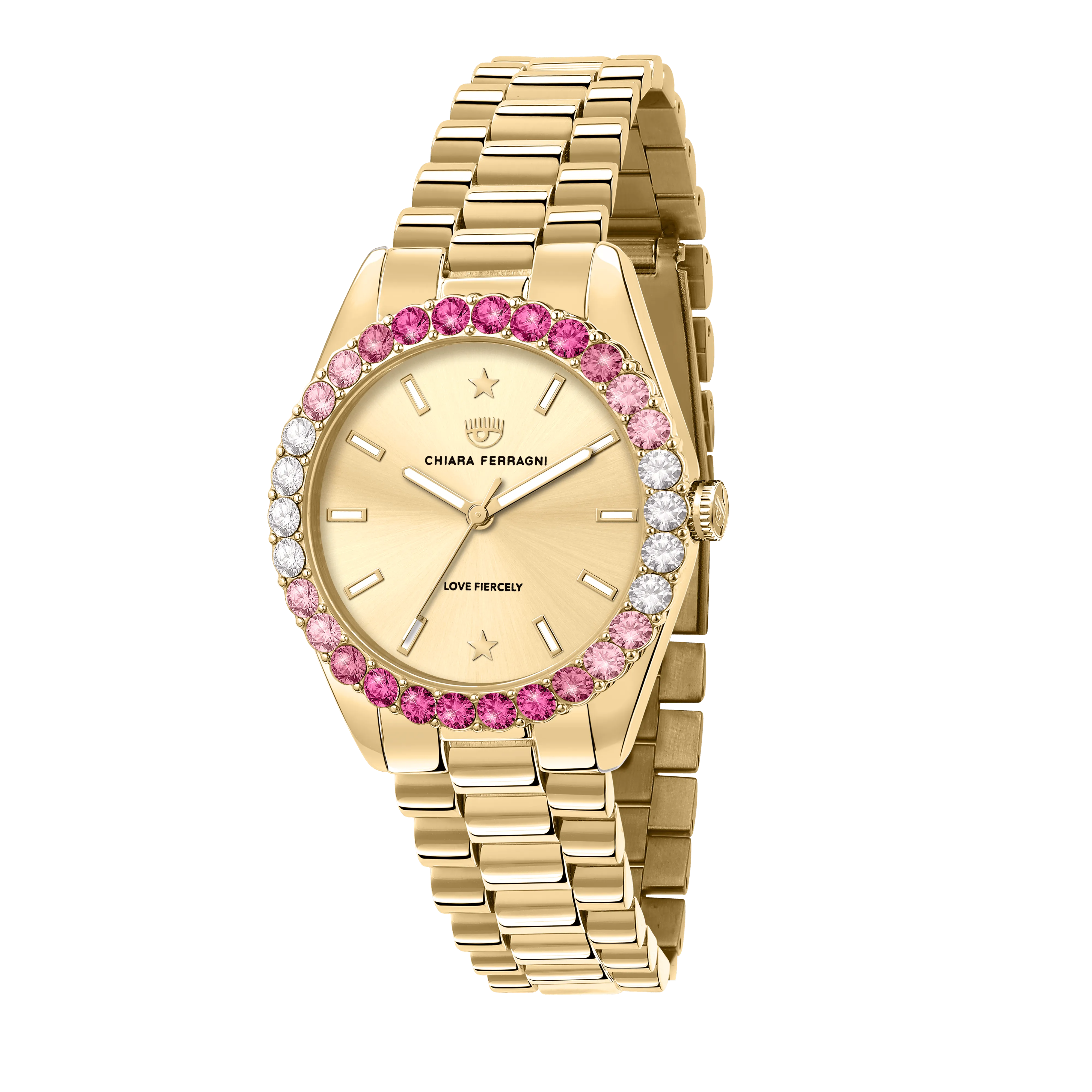 Chiara Ferragni Everyday Pink Zircon 34mm Gold Watch