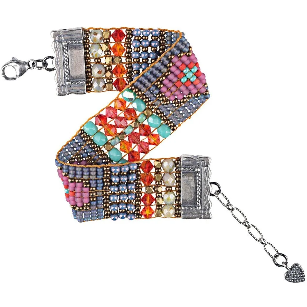 Chili Rose Pink and Grey Tapestry Bracelet