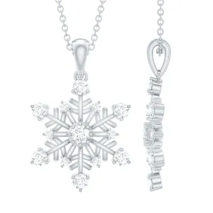 Classic Certified Moissanite Snowflake Pendant in Silver