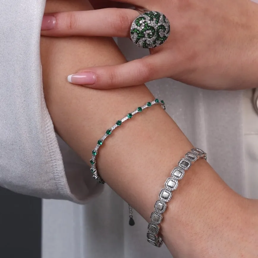 Colored and White Stone Tennis Bracelet