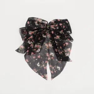 crinkled chiffon floral hair bow for women