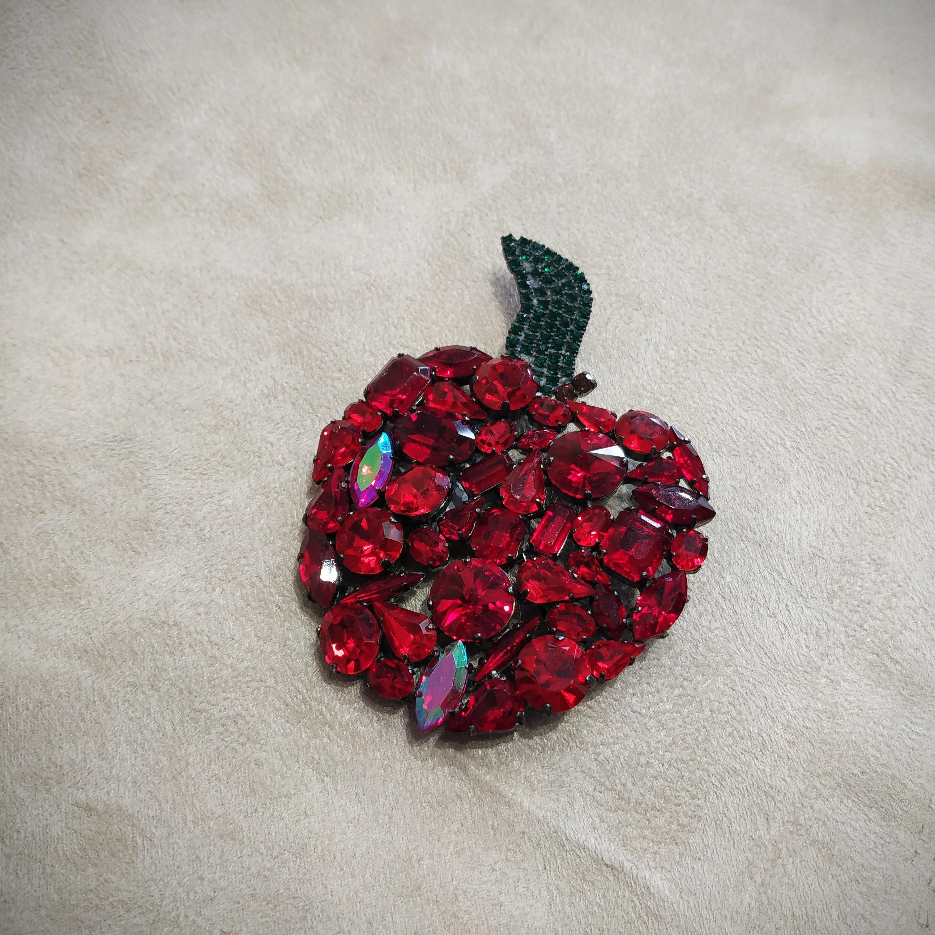 Cristobal Large Red Apple crystal brooch