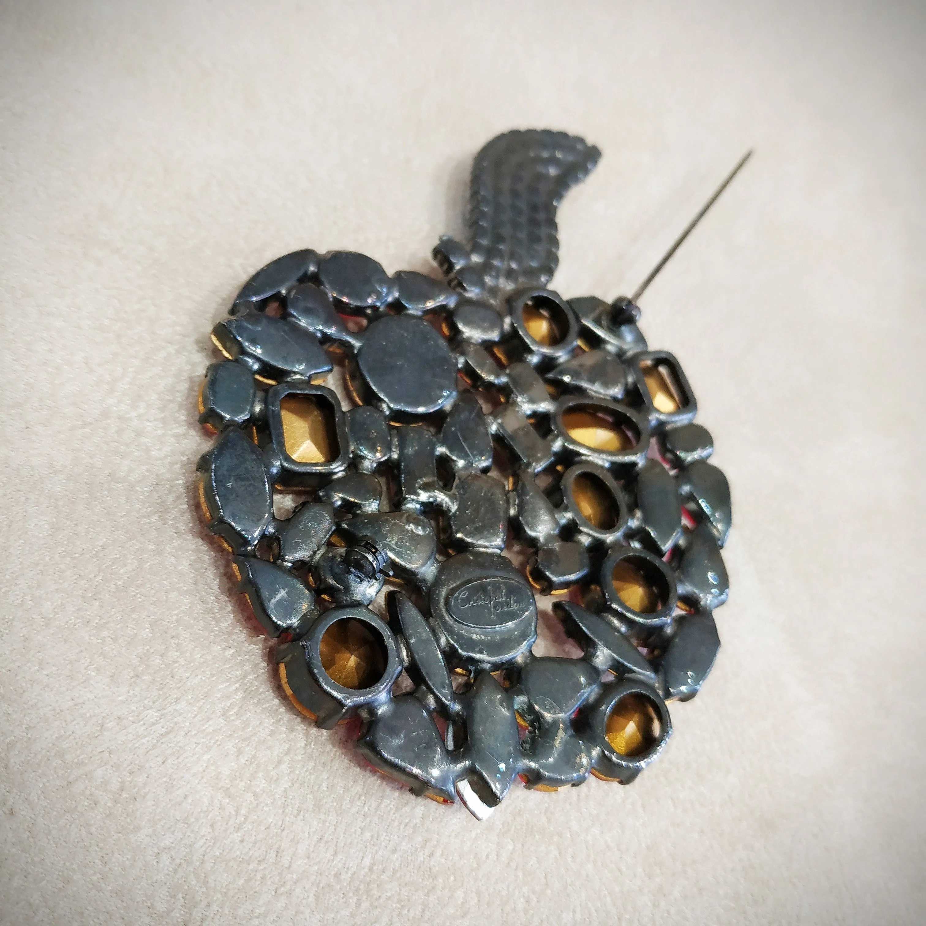 Cristobal Large Red Apple crystal brooch