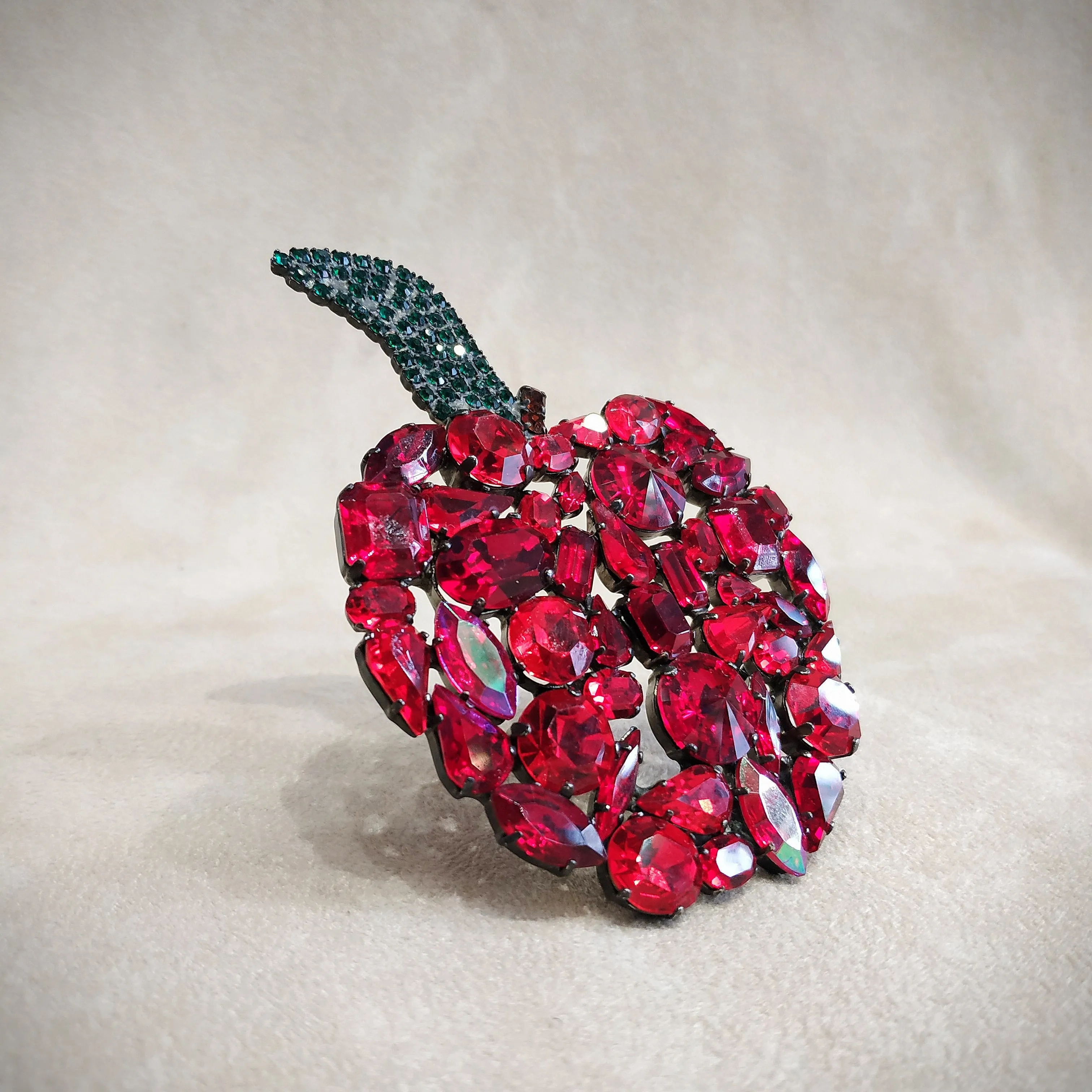 Cristobal Large Red Apple crystal brooch
