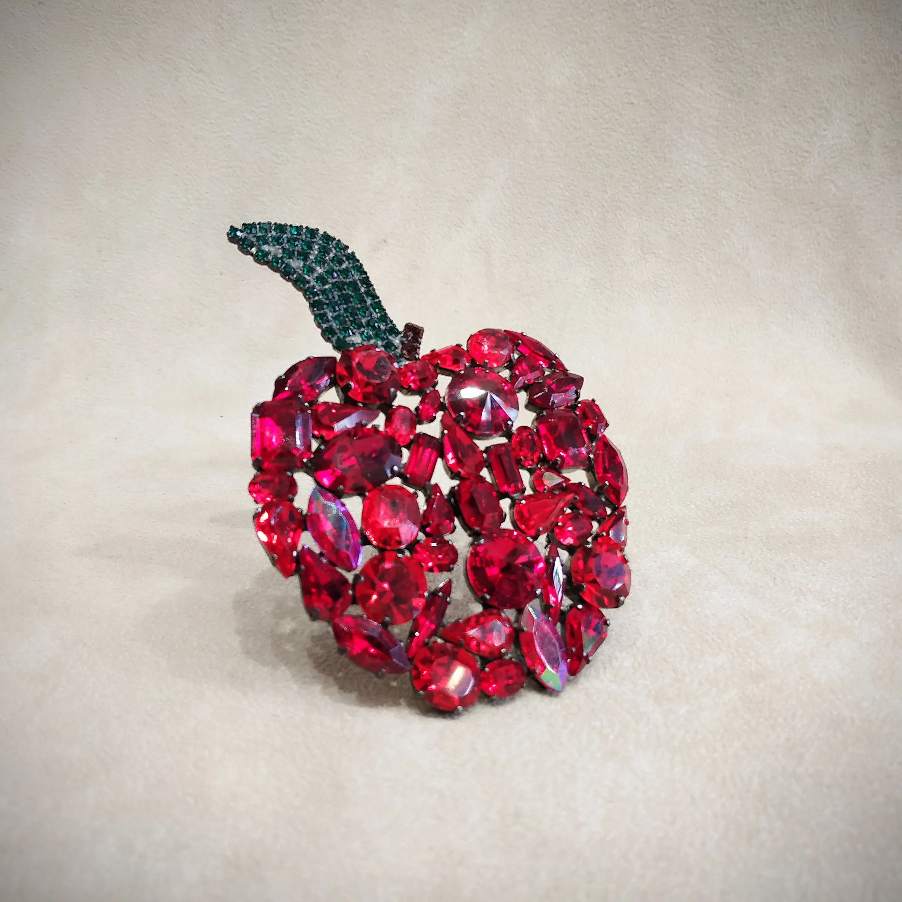 Cristobal Large Red Apple crystal brooch