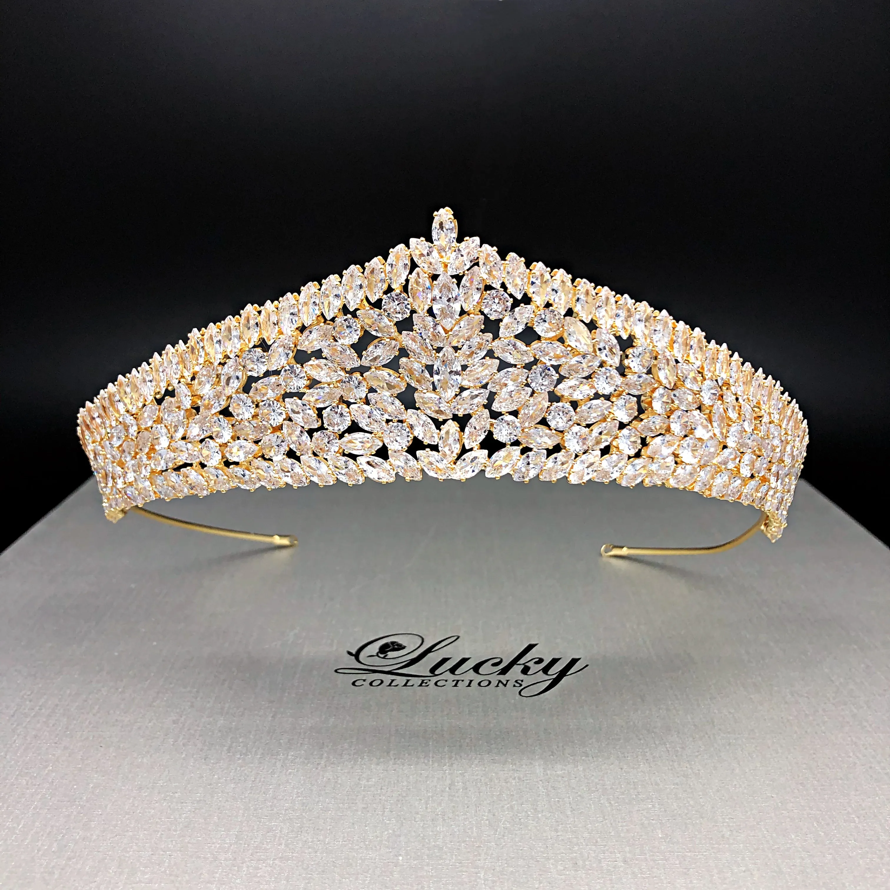 Cubic Zirconia Bridal and Quinceanera Tiara, Cascading Marquise