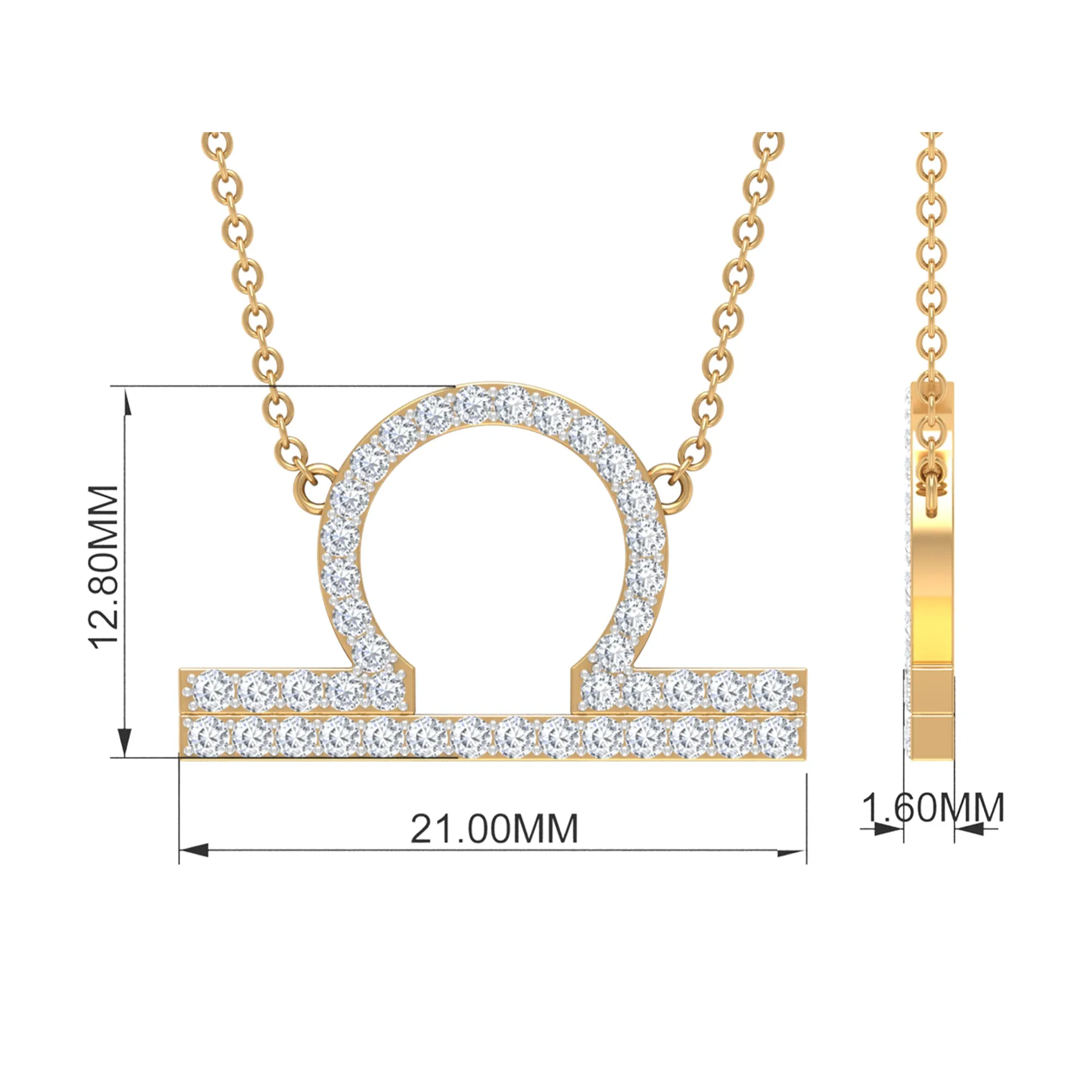 Cubic Zirconia Libra Zodiac Sign Necklace