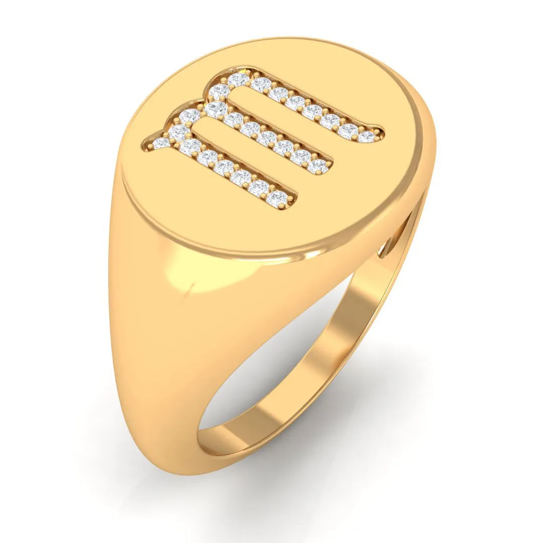 Cubic Zirconia Unisex Scorpio Zodiac Signet Ring