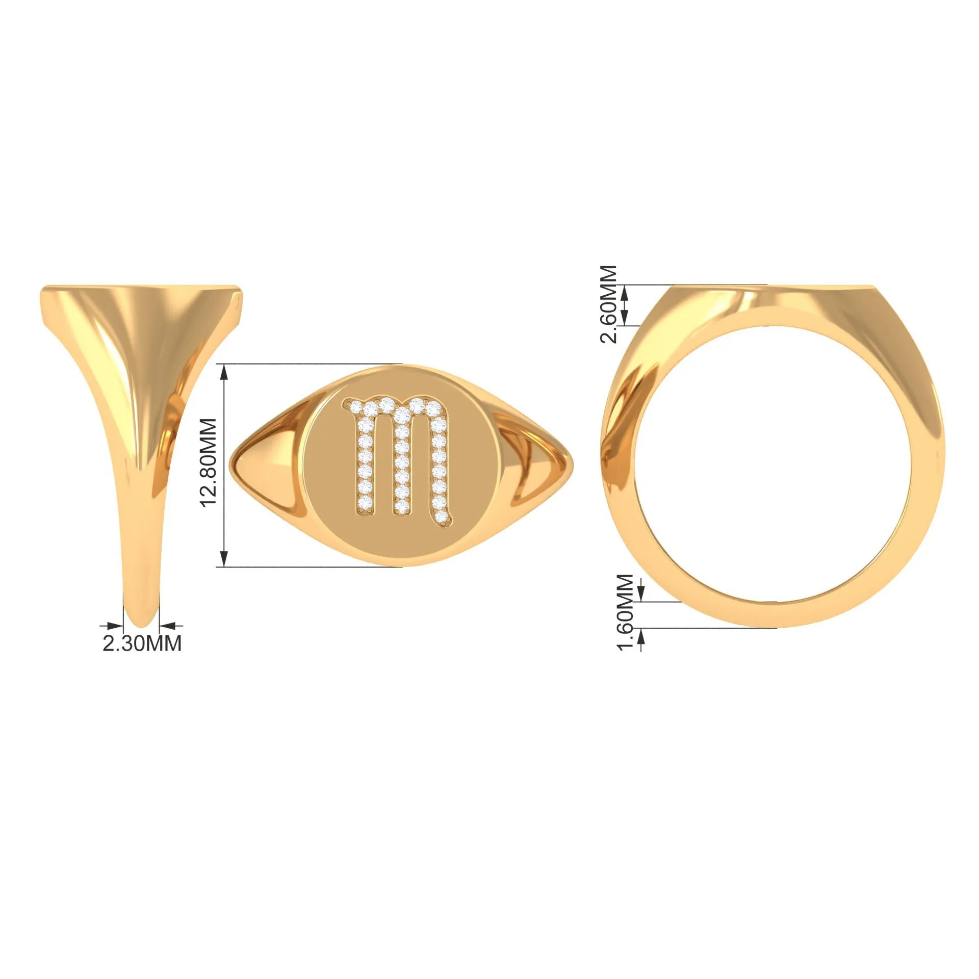 Cubic Zirconia Unisex Scorpio Zodiac Signet Ring