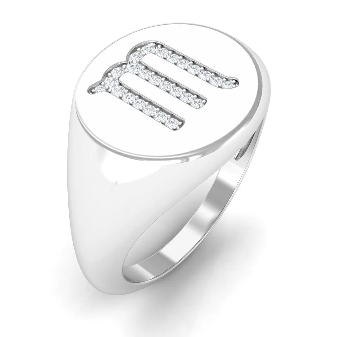 Cubic Zirconia Unisex Scorpio Zodiac Signet Ring
