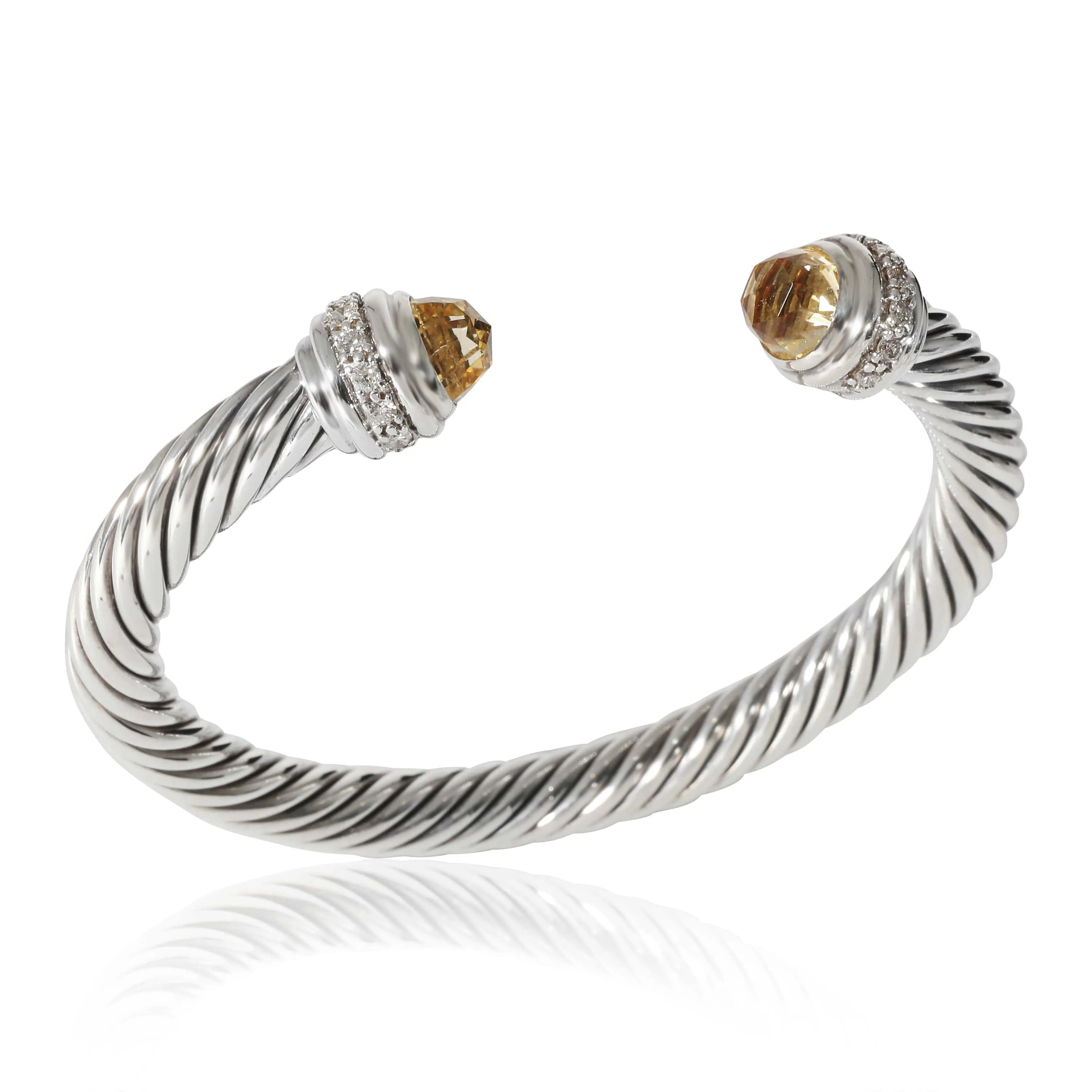 David Yurman Cable Bracelet With Citrine in Sterling Silver 0.41 CTW