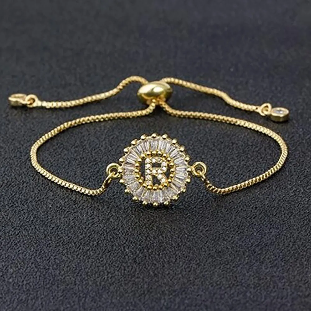 Delicate Initial Letter Charm Personalized Bracelet