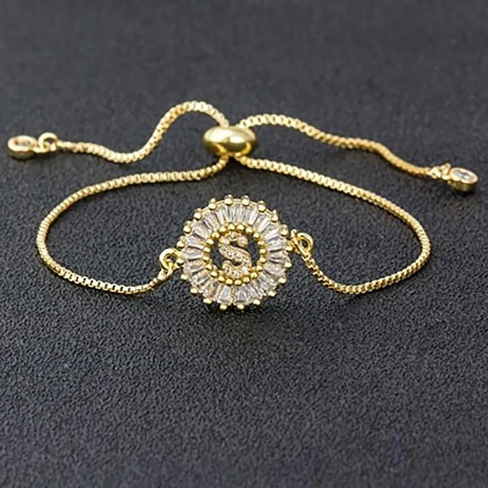Delicate Initial Letter Charm Personalized Bracelet