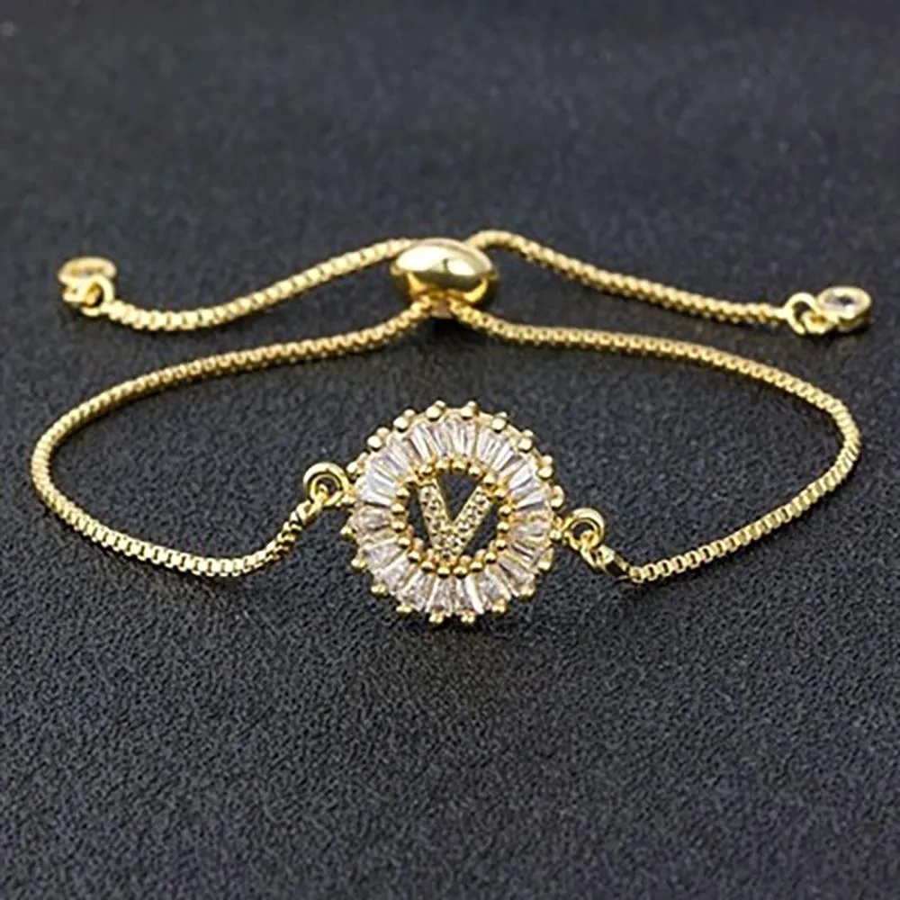 Delicate Initial Letter Charm Personalized Bracelet