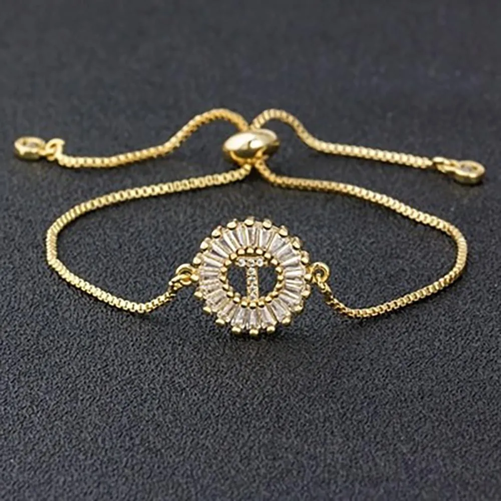 Delicate Initial Letter Charm Personalized Bracelet