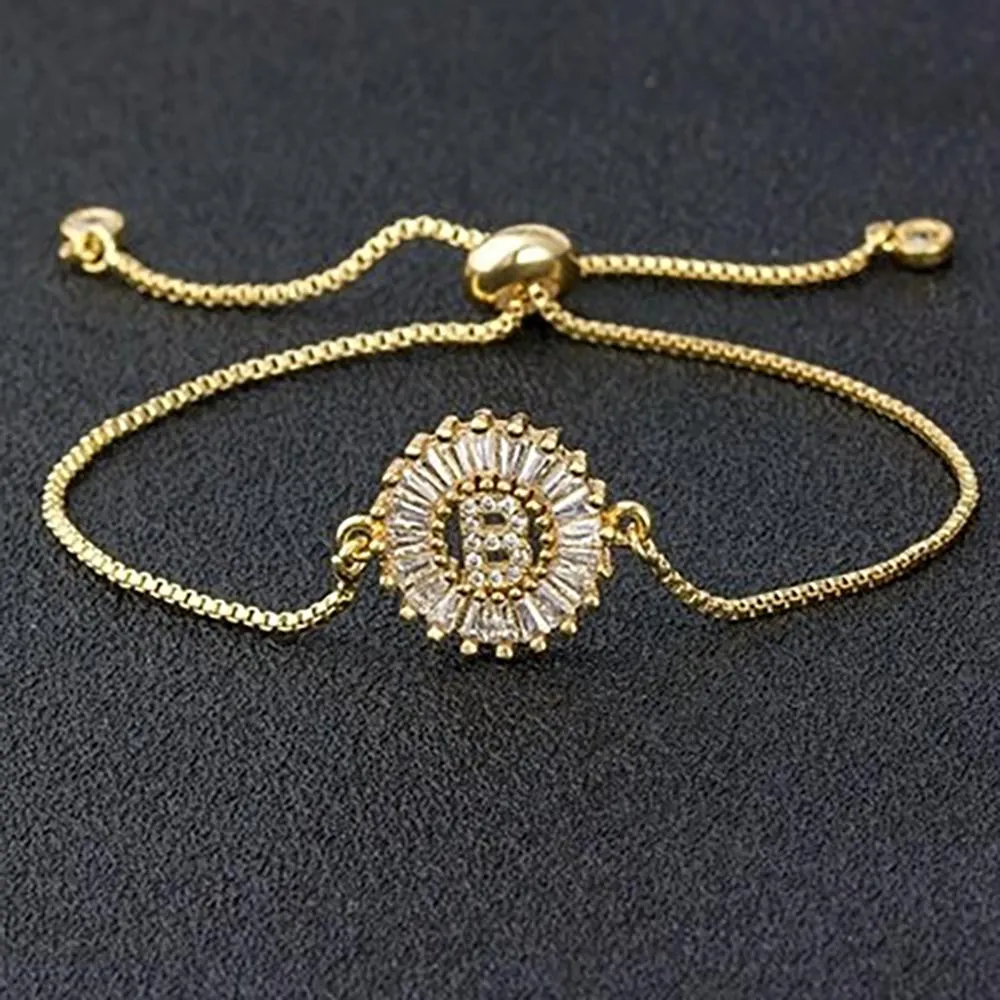 Delicate Initial Letter Charm Personalized Bracelet
