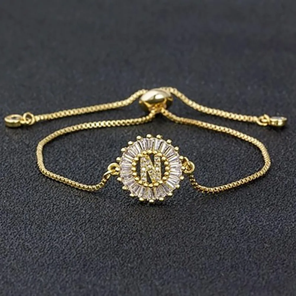 Delicate Initial Letter Charm Personalized Bracelet