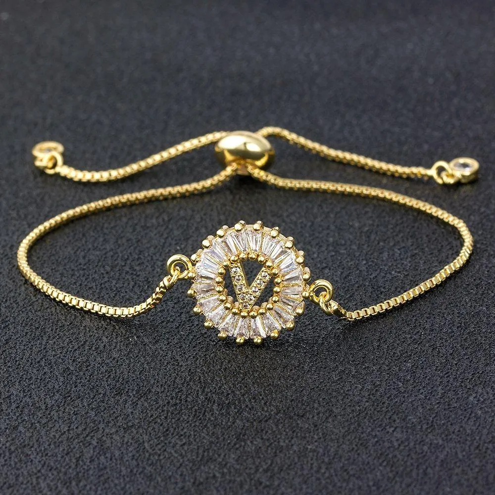 Delicate Initial Letter Charm Personalized Bracelet