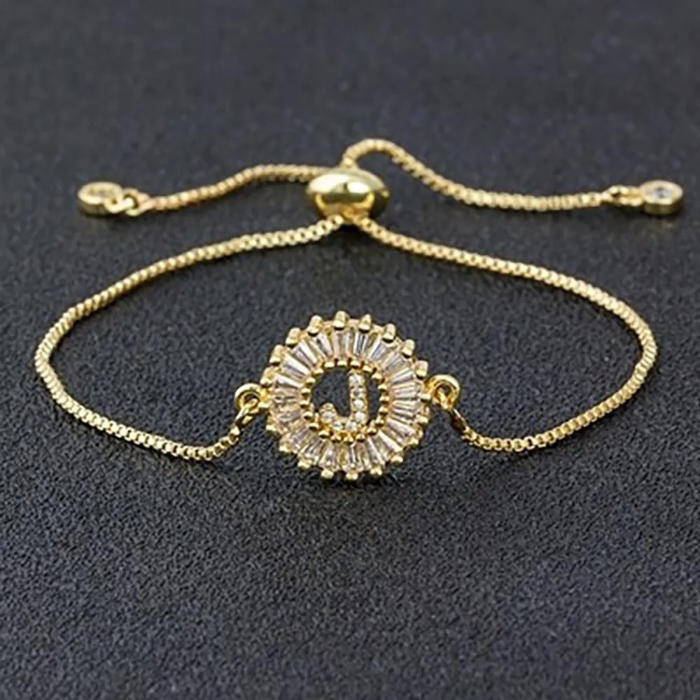 Delicate Initial Letter Charm Personalized Bracelet
