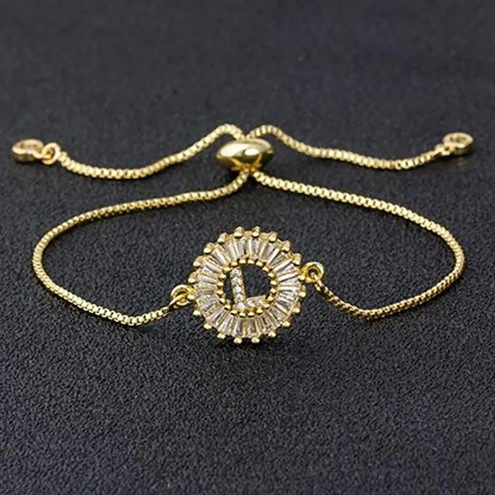 Delicate Initial Letter Charm Personalized Bracelet