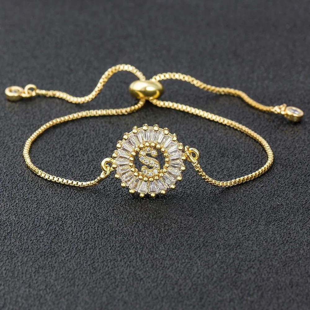 Delicate Initial Letter Charm Personalized Bracelet