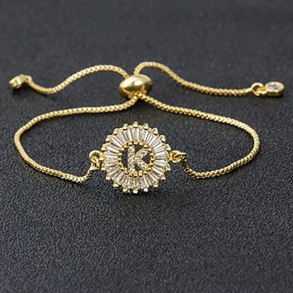Delicate Initial Letter Charm Personalized Bracelet