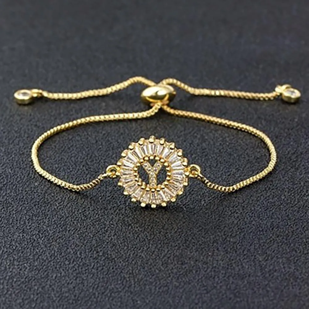 Delicate Initial Letter Charm Personalized Bracelet