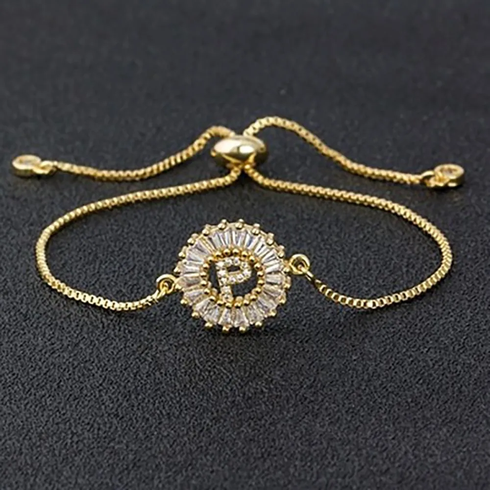 Delicate Initial Letter Charm Personalized Bracelet