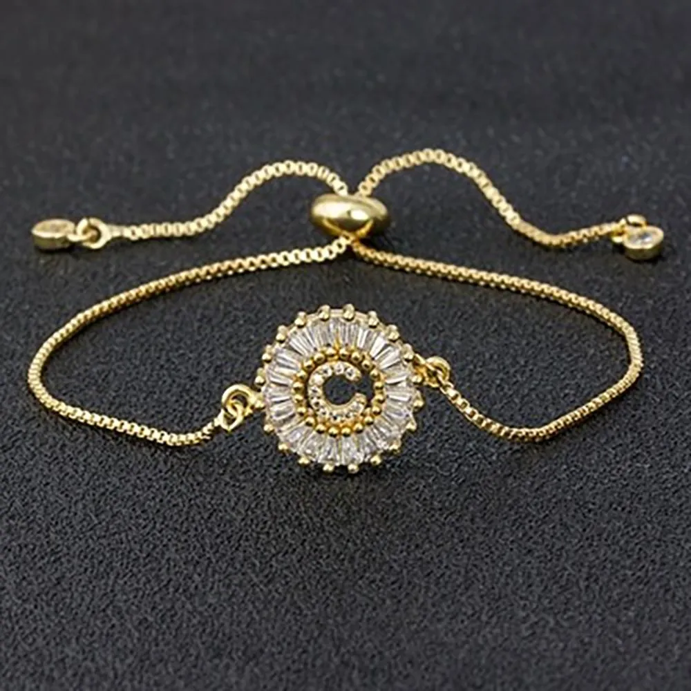 Delicate Initial Letter Charm Personalized Bracelet