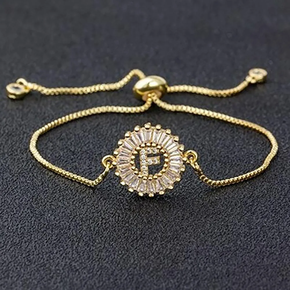 Delicate Initial Letter Charm Personalized Bracelet