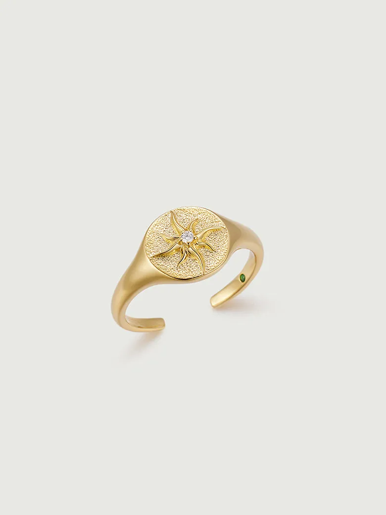 Diamond Sun Signet Ring