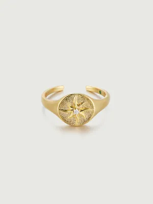 Diamond Sun Signet Ring