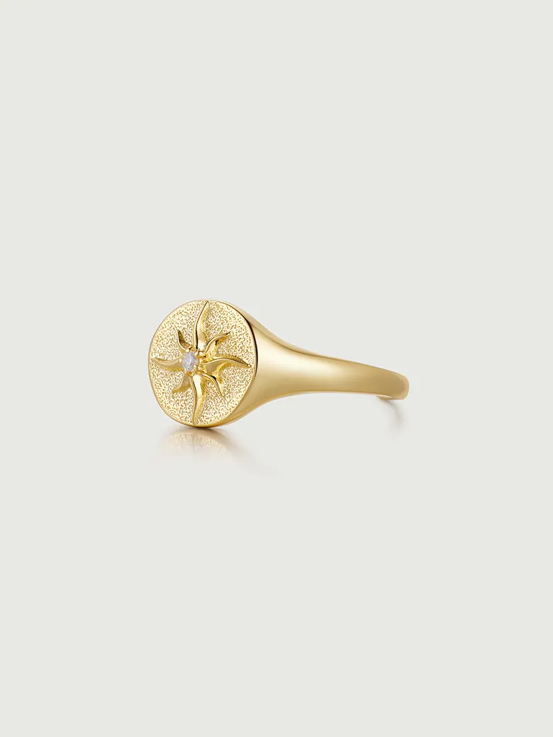 Diamond Sun Signet Ring