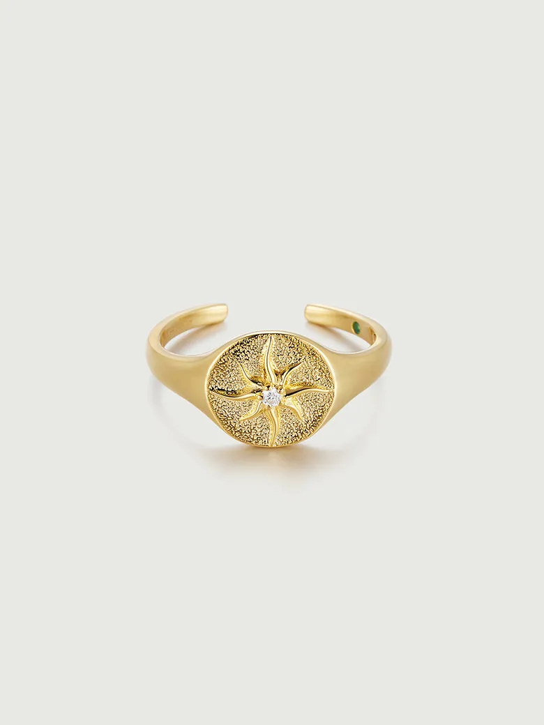 Diamond Sun Signet Ring