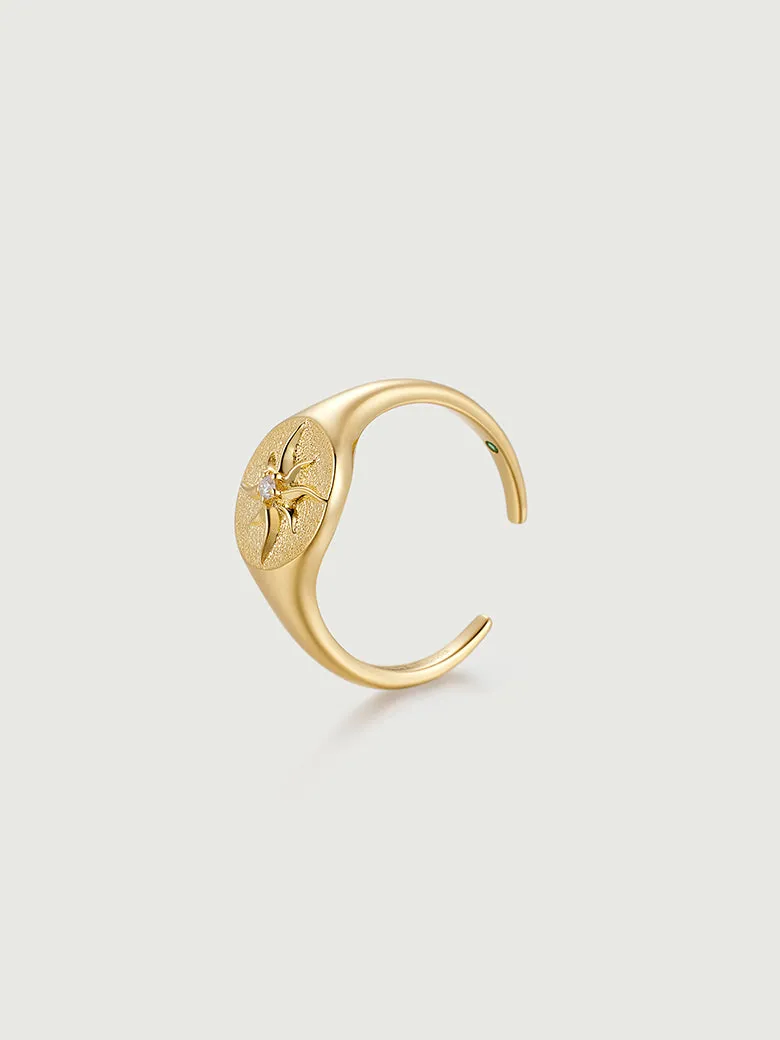 Diamond Sun Signet Ring