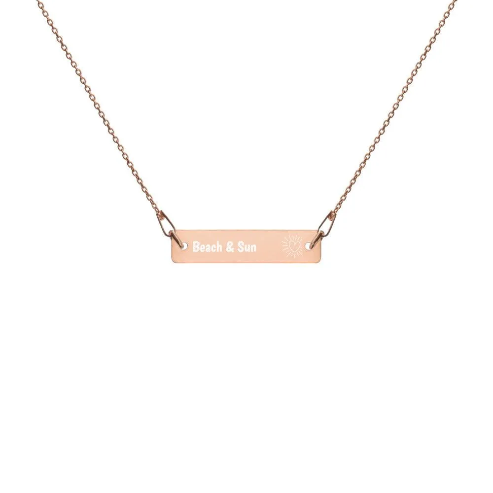 Engraved Gold Bar Chain Necklace