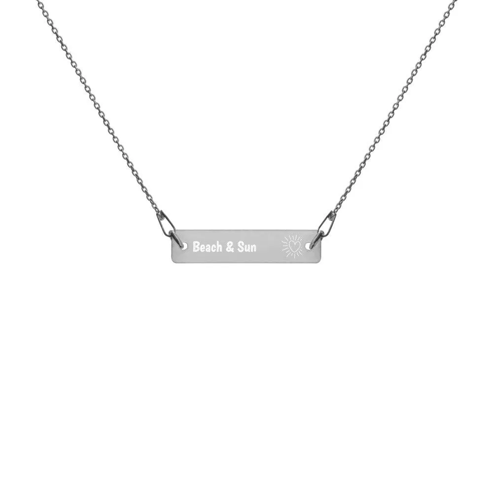Engraved Gold Bar Chain Necklace