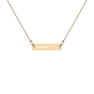 Engraved Gold Bar Chain Necklace