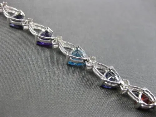 ESTATE 7.51CTW DIAMOND & AAA MULTI GEM 14KT WHITE GOLD TRILLION TENNIS BRACELET