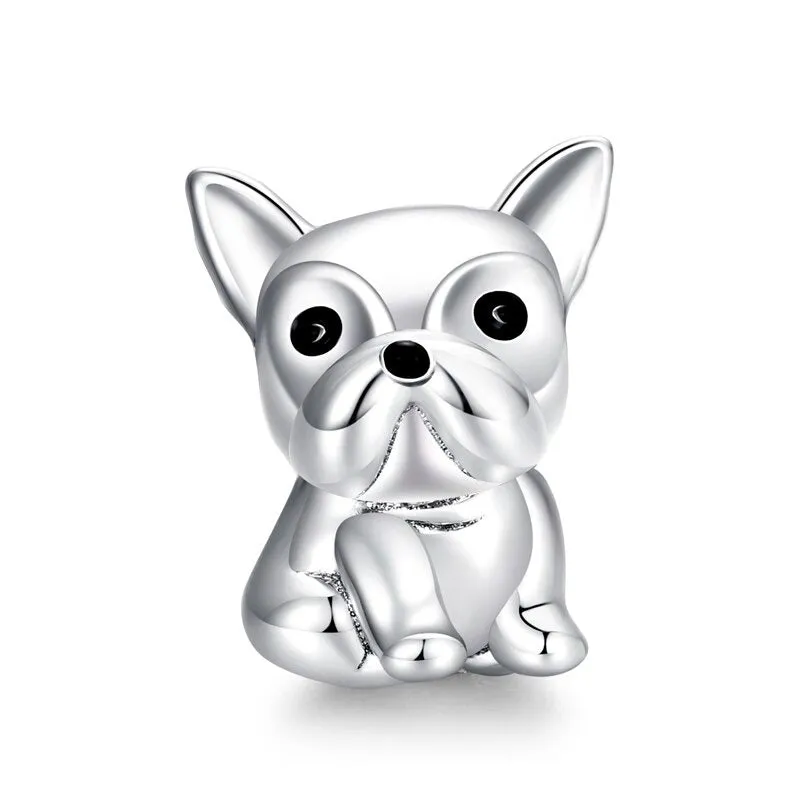 Fabulous Sterling Silver Zircon Adorned Dog Charm Pendants