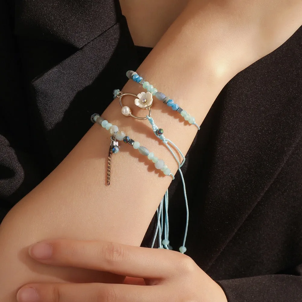 Flower Bee Butterfly Color Bead Five-Pointed Star Tassel Anklet