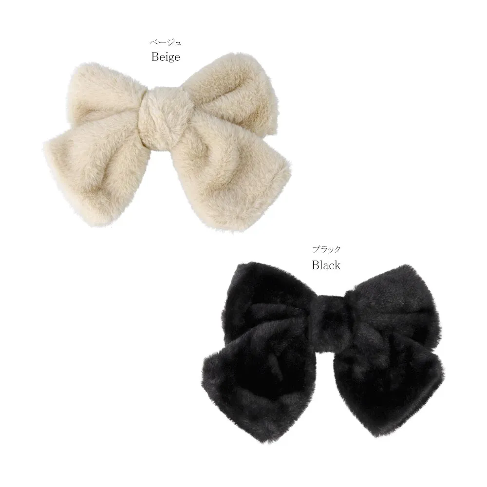 Furry Bow Hair Barrette