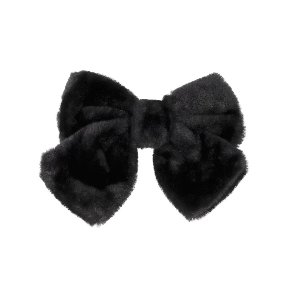 Furry Bow Hair Barrette
