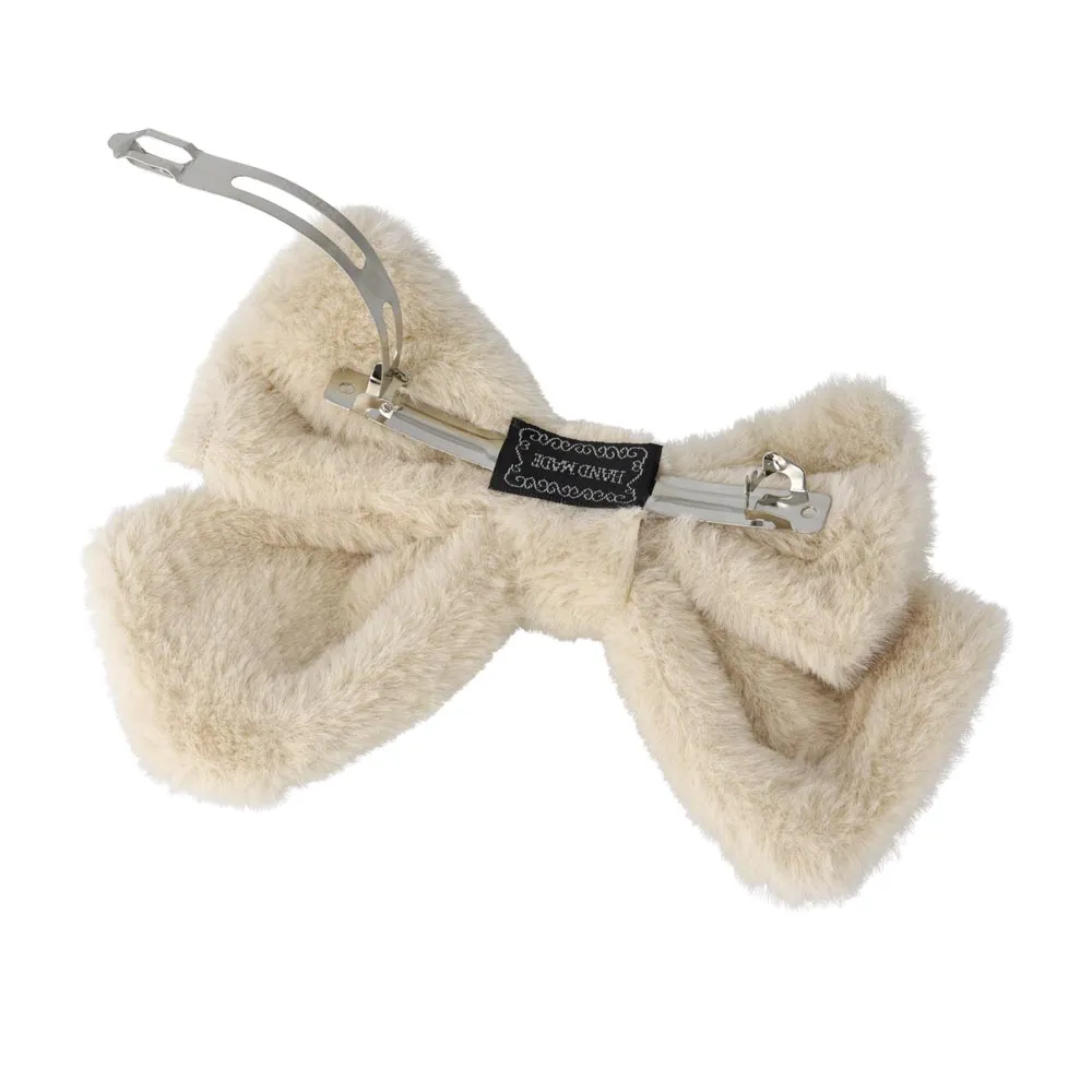 Furry Bow Hair Barrette