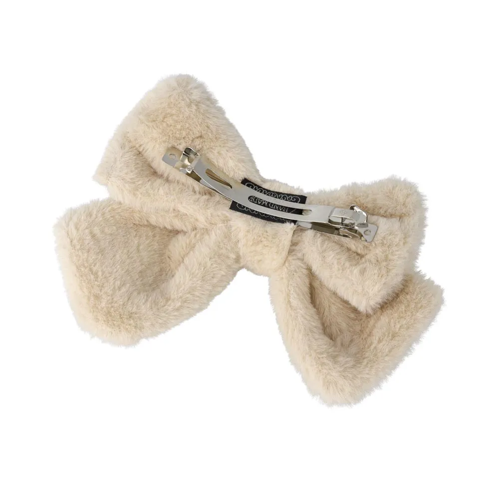 Furry Bow Hair Barrette