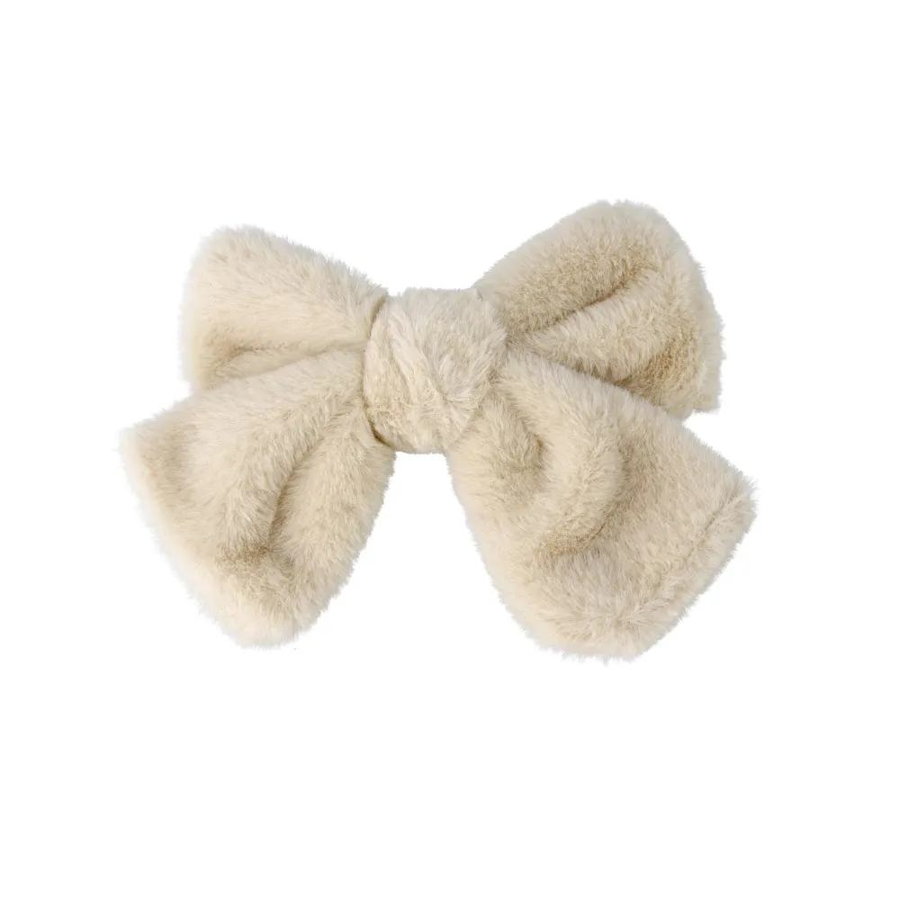 Furry Bow Hair Barrette