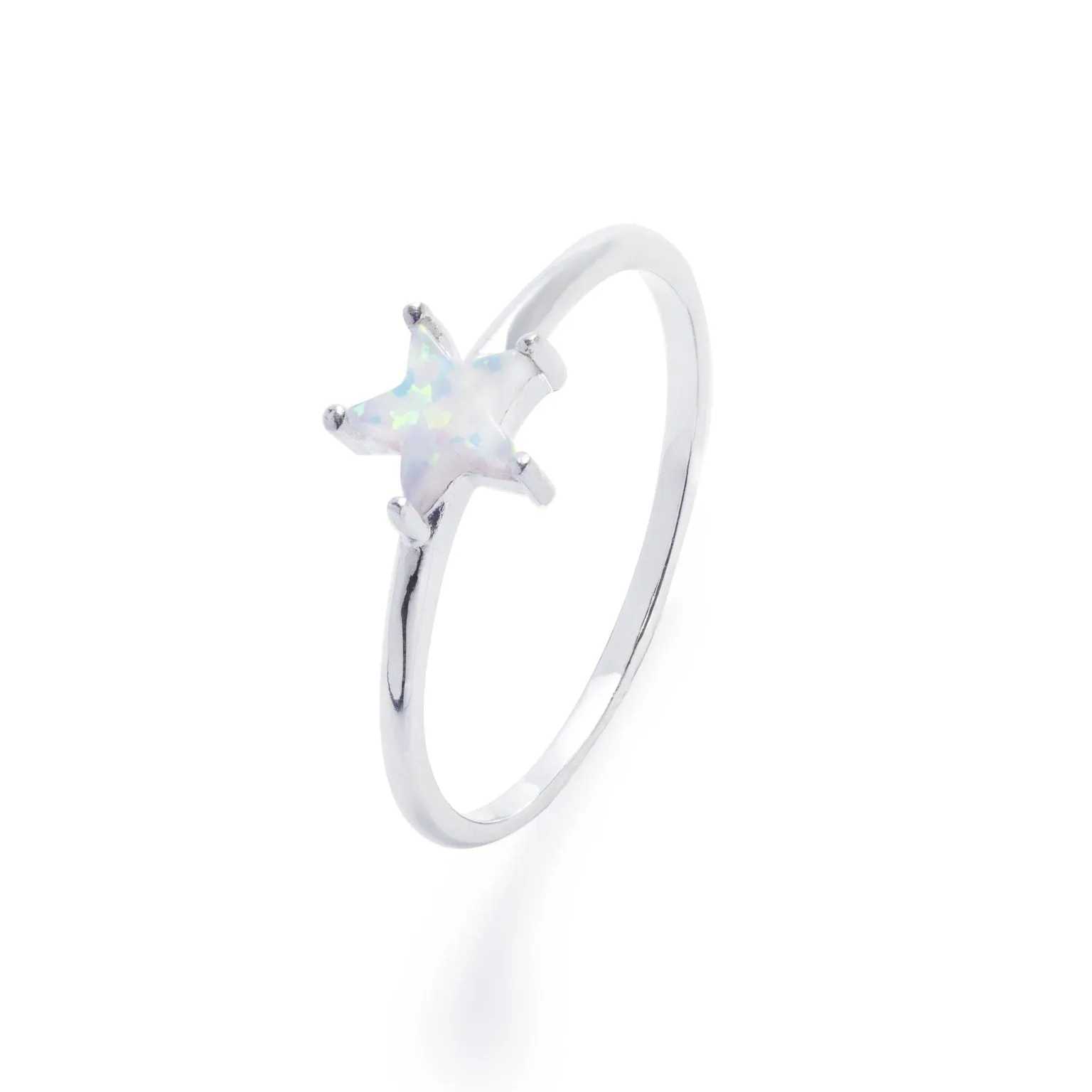 Gammie Silver Star White Opalite Ring